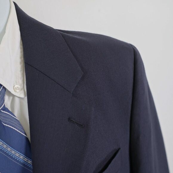 Lauren Ralph Lauren Wool Basketweave Blue‎ Blazer 40R 2 Button Tagged 38R - Picture 2 of 14